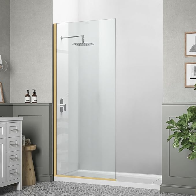Fixed Glass Shower Panel, 5/16" Tempered Glass Shower Door Screen Easy to Clean by Unknown