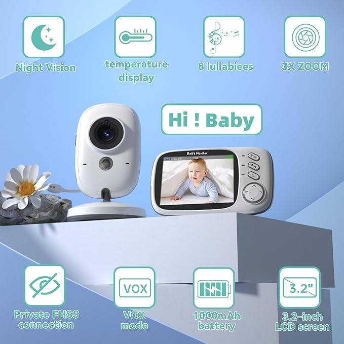 No WiFi Baby Monitor with Camera and Audio, Lag-Free Connection, Plug & Play - Image 2