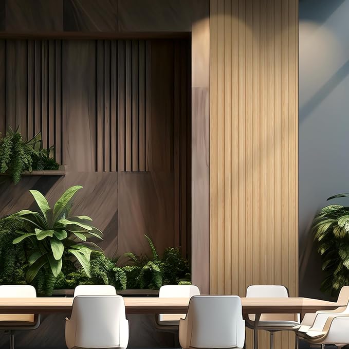 OUZUGIE WPC Acoustic Slat Wall Paneling, Living Room, TV Background, Study Room - Image 2