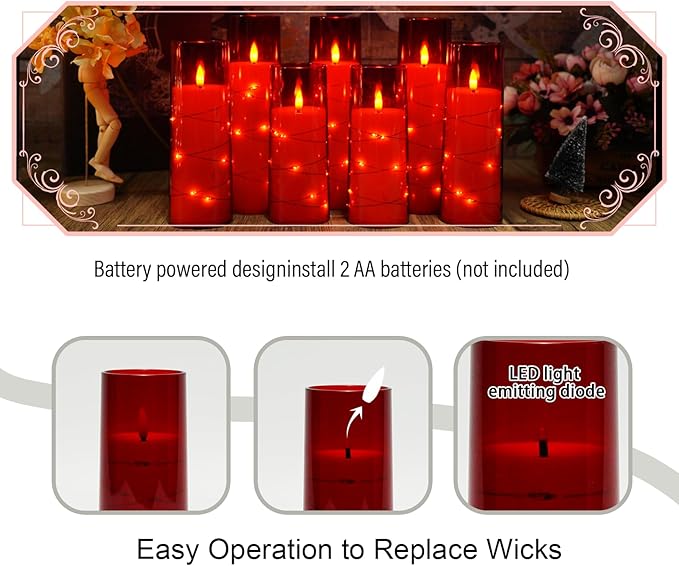 Flameless Candles with Embedded Star String, Battery Operated LED Pillar - Image 2