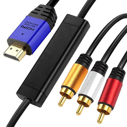 HDMI to RCA 10FT Cable with IC, HDMI Male to 3-RCA BL AV Cable Video Audio by YOTETION