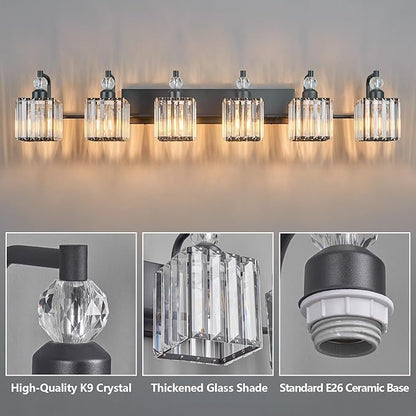 BBLLWJ 6 Light Bathroom Vanity Light Modern Black Vanity Light Fixtures - Image 3