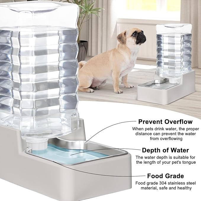 RIZZARI Stainless Steel Pet Water Feeder: 10L Large Gravity Waterer, Less - Image 4
