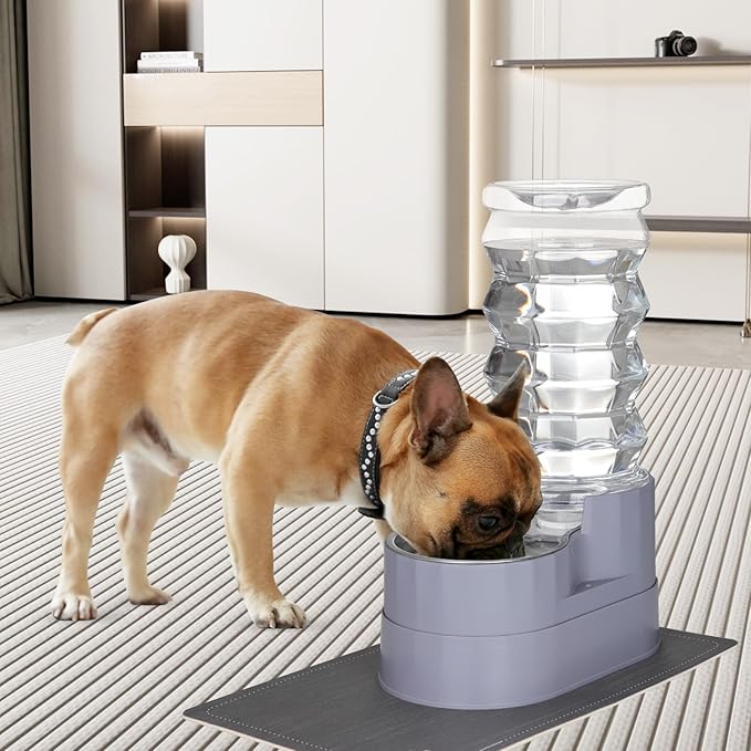 RIZZARI Large Water Dispenser for Dogs: 8L Gravity Gray Automatic Stainless - Image 6
