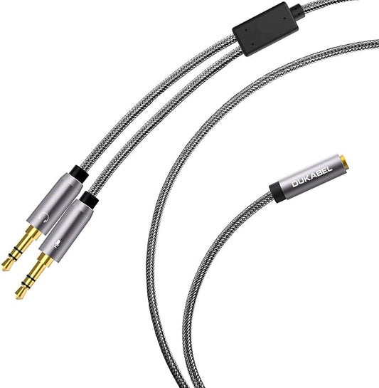 DUKABEL Long Headset Splitter Cable, 3-Pole TRS Microphone & Audio to Single by DuKabel