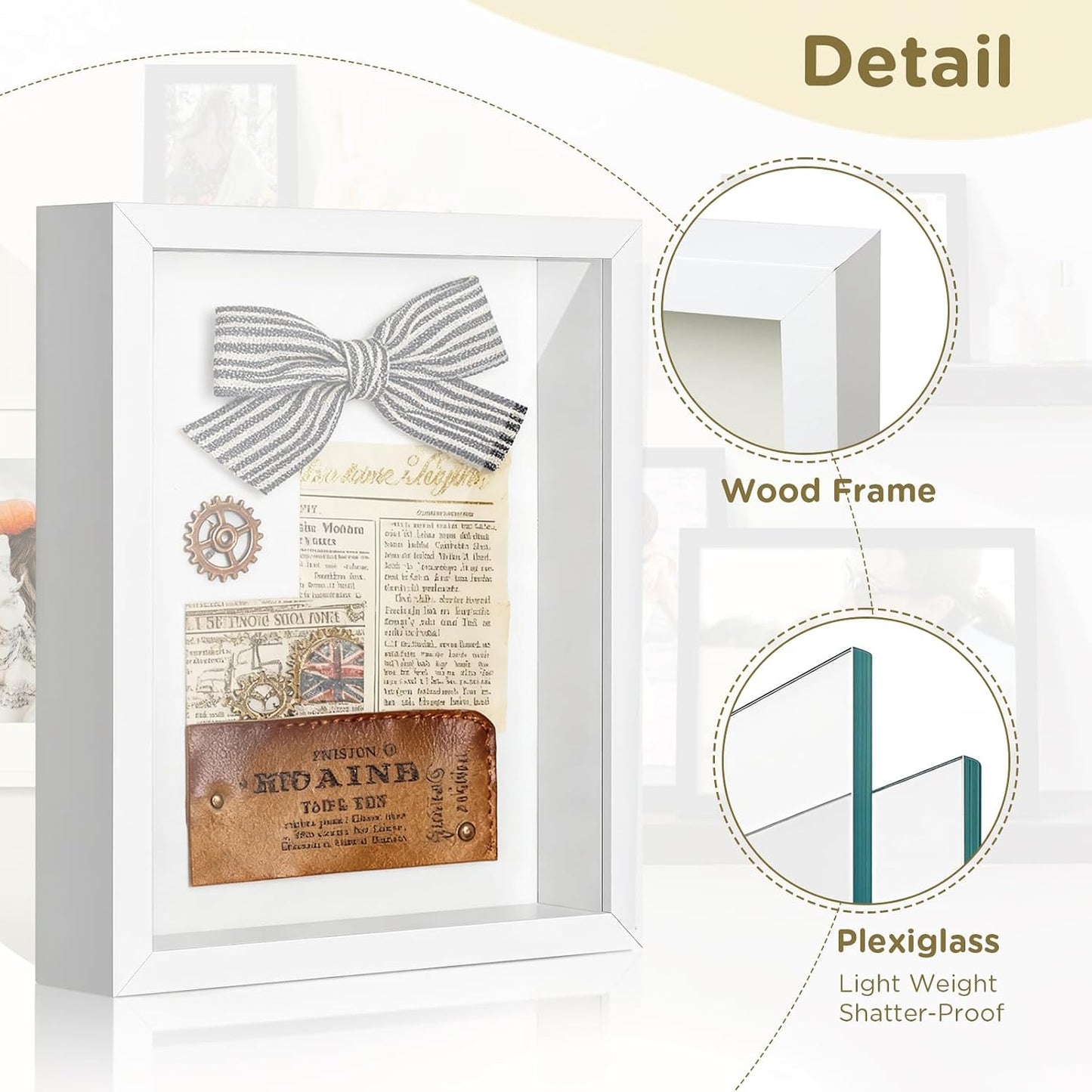 2 Pack Shadow Box Frame 11"x 14" - Wood Deep Shadowbox with Glass Shadow Boxes Display Cases Suitable for Photos, Dried Flowers, Handicrafts Picture Frames for Wall Hanging Tabletop (White)