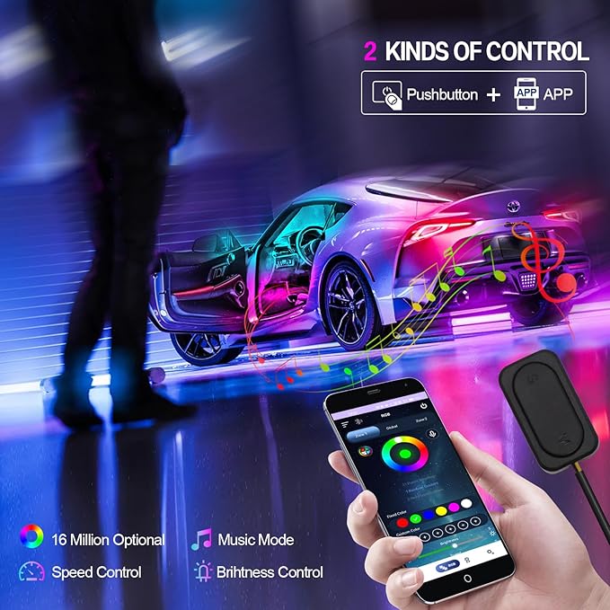 New Version Dreamcolor Acrylic Car Interior Lights 22 in 1 RGB LED Strip Lights - Image 6