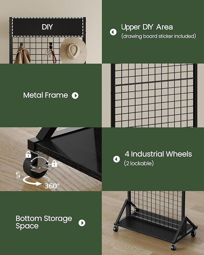 CHOEZON Grid Wall Panel, 2’ x 5.7’ Ft Floor Standing Gridwall Display Rack - Image 5
