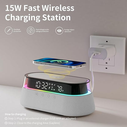 KUANGXIANG 6-in-1 Bluetooth Speaker Alarm Clock - Image 4
