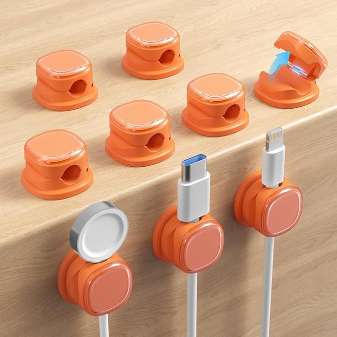 9 Pack Cord Organizer, Spring Cable Management, Adhesive Cute Cable Holder Clips by Funtin