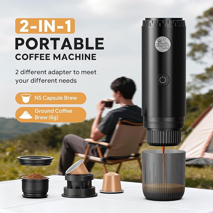 Portable 2-in-1 Coffee Maker, Portable 20 Bar Espresso Machine - Image 3