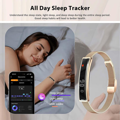 fitness health/calorie tracker with 2 bands, sleep detection, side view