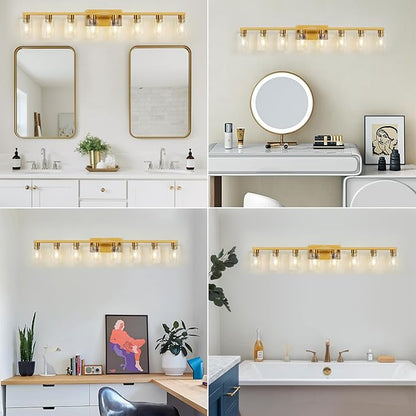 8 Light Gold Bathroom Light Fixtures, Modern Large Vanity Lights - Image 7