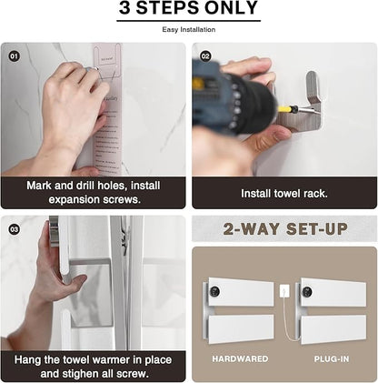 K&KALONZO Electric Towel Warmer, 18.35" W x 14.6" H Wall-Mounted Towel Heater - Image 5