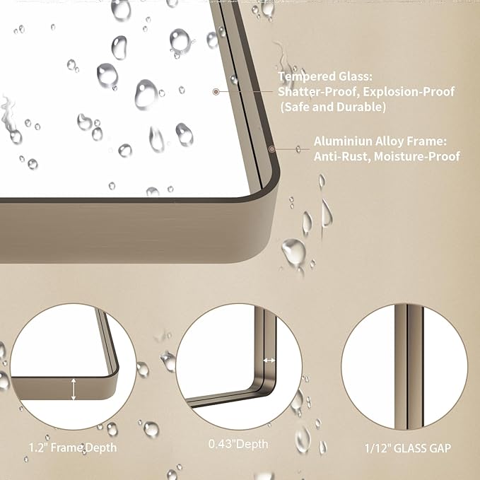 LOAAO 48”X32” Bronze Bathroom Mirrors - Image 5