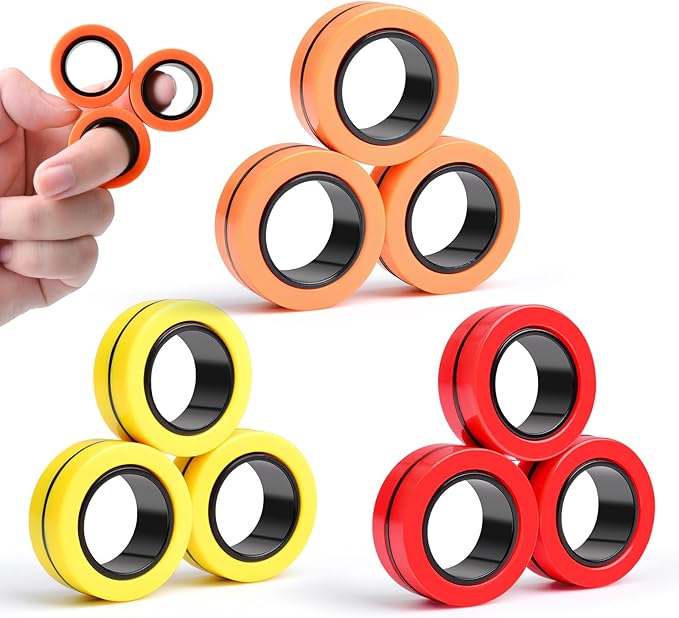 Cevioce 9 PCS Magnetic Ring Fidget Toys Set, ADHD Anxiety Magnetic Finger by Cevioce