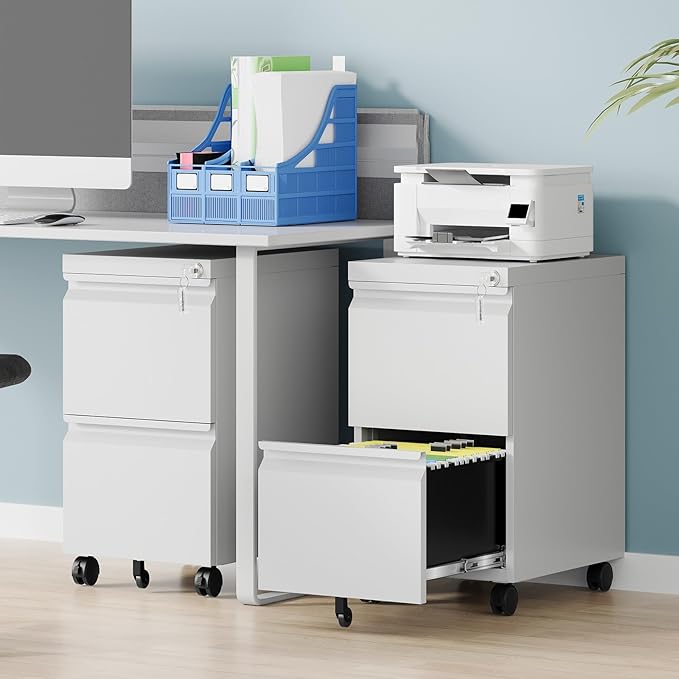 2 Drawer File Cabinet with Lock, Rolling File Cabinets - Image 2