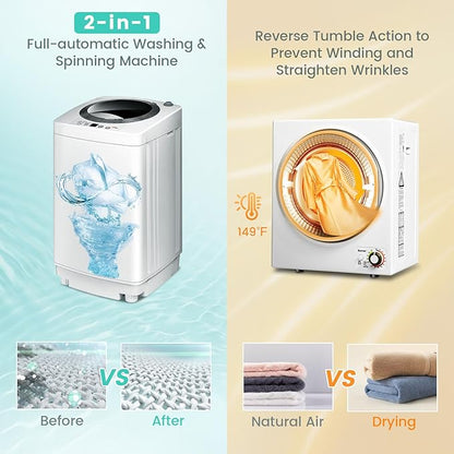 COSTWAY Washer and Dryer Combo Set, 8Lbs Capacity Portable Washing Machine - Image 6