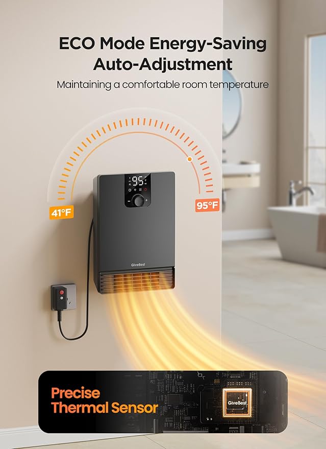 GiveBest Smart Wall Heater, 1500W Fast Heating Electric Space Heater - Image 4
