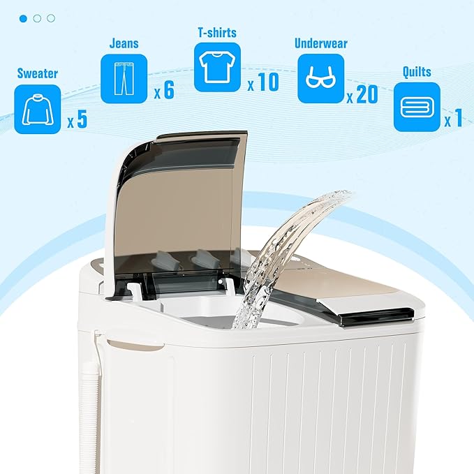 SUNCROWN Portable Washing Machine 16lbs, Compact Twin Tub Semi Automatic Washer - Image 8