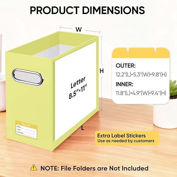 BALEINE File Organizer Box, Cardboard File Folder Organizer - Image 3
