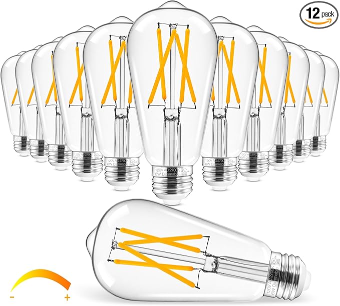 Hizashi Vintage LED Edison Bulb Dimmable, 6W Equivalent 60W, 2700k Warm White by HIZASHI
