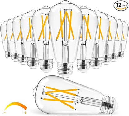 Hizashi Vintage LED Edison Bulb Dimmable, 6W Equivalent 60W, 2700k Warm White by HIZASHI