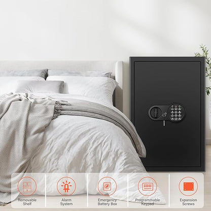 Safe Box with Fireproof Waterproof Bag, Home Safe with Keys & Pass Code & Wall - Image 9
