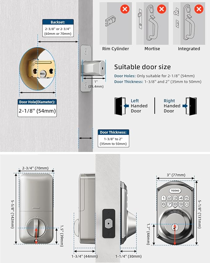 TEEHO TE001 Keyless Entry Door Lock - Image 5