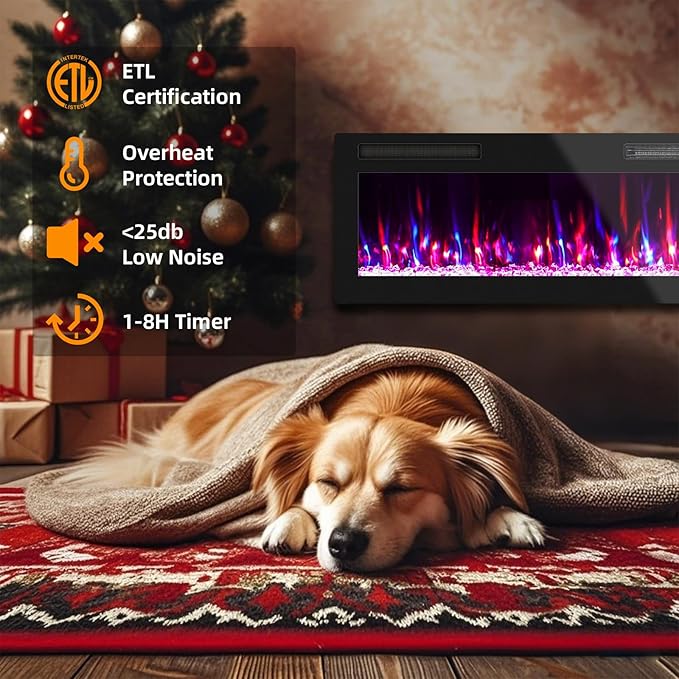 Narrow Bezel Electric Fireplace-60 inch Fireplace Wall Mount/Recessed-Ultra - Image 7