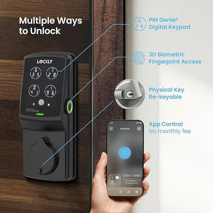 Lockly Secure Pro Deadbolt, Wi-Fi Smart Lock, Keyless Entry Door Lock, Smart - Image 2