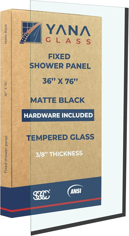 Yana Frameless Shower Door Screen, Fixed Shower Door Panels 3/8" Thick Tempered by Unknown