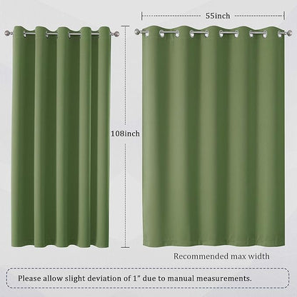 DUALIFE Sage Green Curtains for Bedroom Blackout 2 Panels Grommet Top Thermal - Image 6