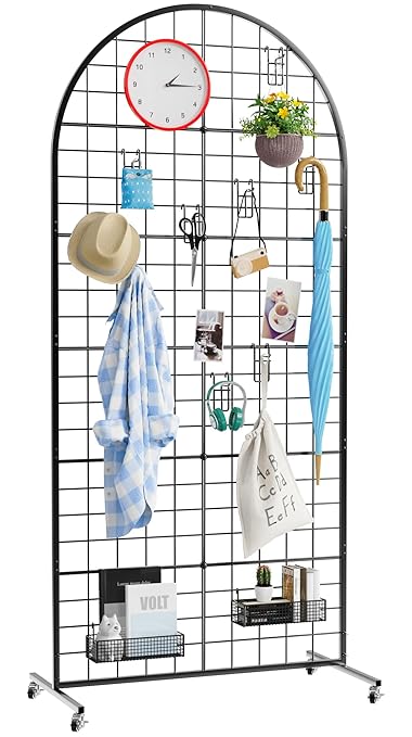 Asee'm Grid Wall Panels Display Stand 2.6' x 5.8' FT Black Movable Wire Grid by Aseem