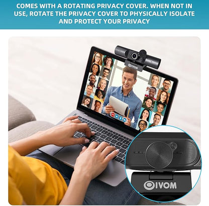 Oivom Webcam with Microphone and Speaker, 1080P Web Camera - Image 8
