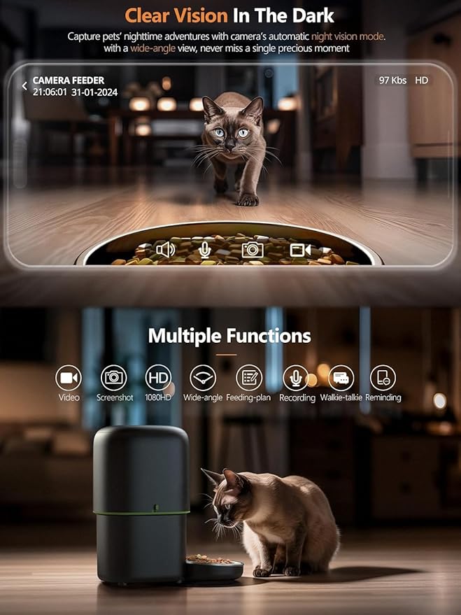 Automatic Cat Feeder with Camera - 5G WiFi Auto Cat Food Dispenser - Image 6