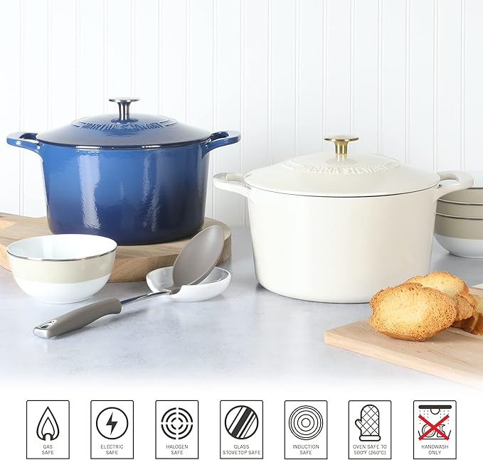 MARTHA STEWART Gatwick 7-Quart Enamel Cast Iron Dutch Oven – Linen White - Image 6