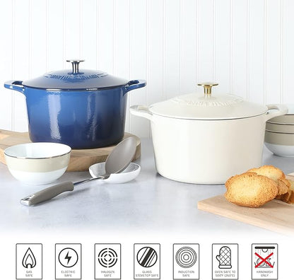 MARTHA STEWART Gatwick 7-Quart Enamel Cast Iron Dutch Oven – Linen White - Image 6