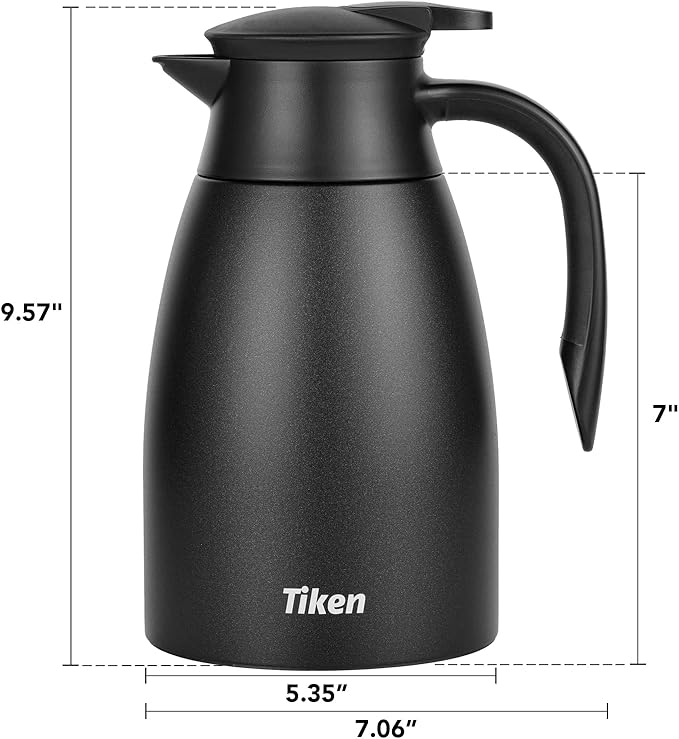 Tiken 51 Oz Thermal Coffee Carafe, Stainless Steel Insulated Vacuum Coffee - Image 4