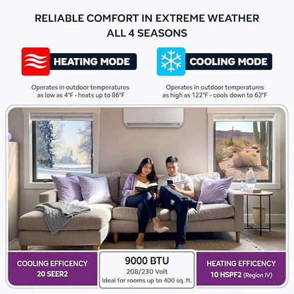 Energy-Saving 9000 BTU / 220V Mini Split – 20 SEER, Pre-Charged, Quiet & - Image 2