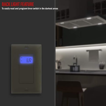 Enerlites 7 Days Digital in-Wall Programmable Timer Switch - Image 5