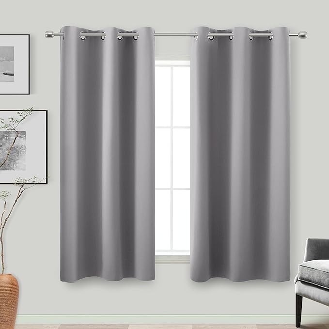 KOUFALL 54 Inch Curtains 2 Panel Set, Light Grey, 42 x 54 Inches Long by KOUFALL