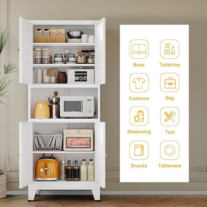 Metal Pantry Storage Cabinet, Microwave Stand - Image 4