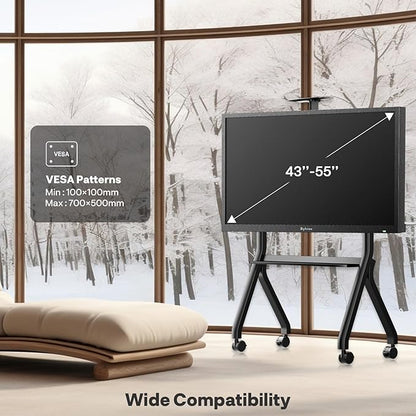 Sylvox Rolling TV Stand for 43-55 Inch Outdoor TVs, Mobile TV Cart Floor TV - Image 4