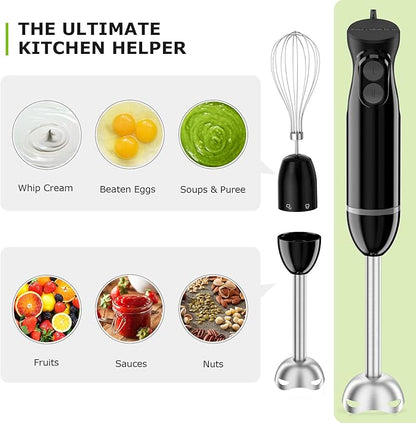Bonsenkitchen Immersion Blender Handheld, 2 Mixing Speed Hand Blender Electric - Image 5