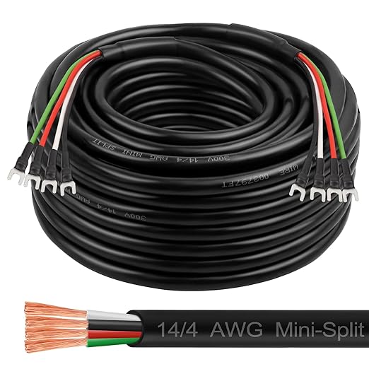 MOOKEERF 14/4 AWG Mini-Split Cable - 50FT 14 AWG 4 Conductor Control Cable 300V by MOOKEERF