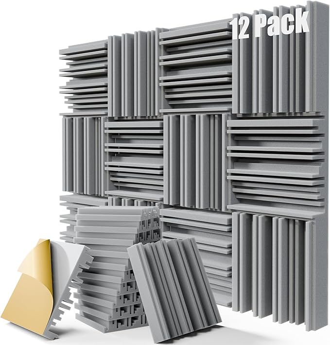 ZELMINE Upgrade 12 pack Self-adhesive Sound Proof Foam Panels, Decorative by ZELMINE