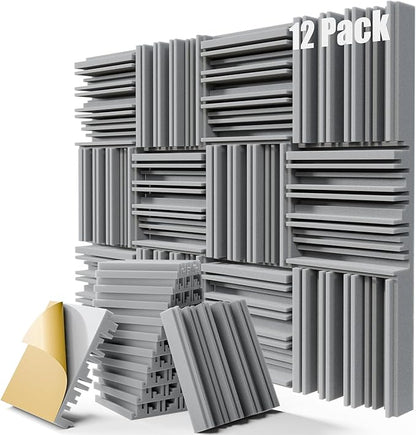 ZELMINE Upgrade 12 pack Self-adhesive Sound Proof Foam Panels, Decorative by ZELMINE