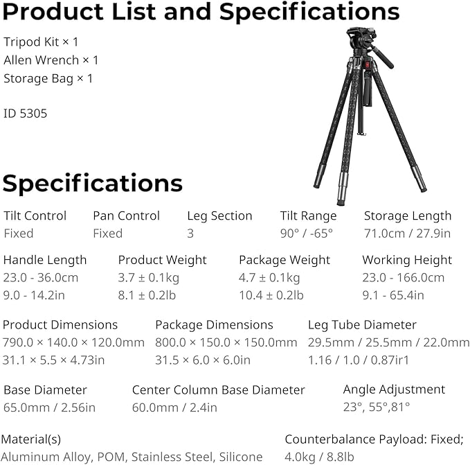 SMALLRIG x Potato Jet TRIBEX SE Hydraulic Aluminum Camera Tripod, - Image 9