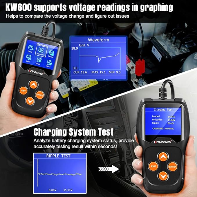 KONNWEI KW600 Car Battery Tester 12V Professional 100-2000 CCA Automotive - Image 8